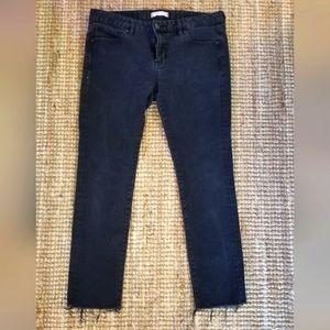 Uniqlo black, stretchy, skinny fit, raw edge bottoms, ankle length, size 29